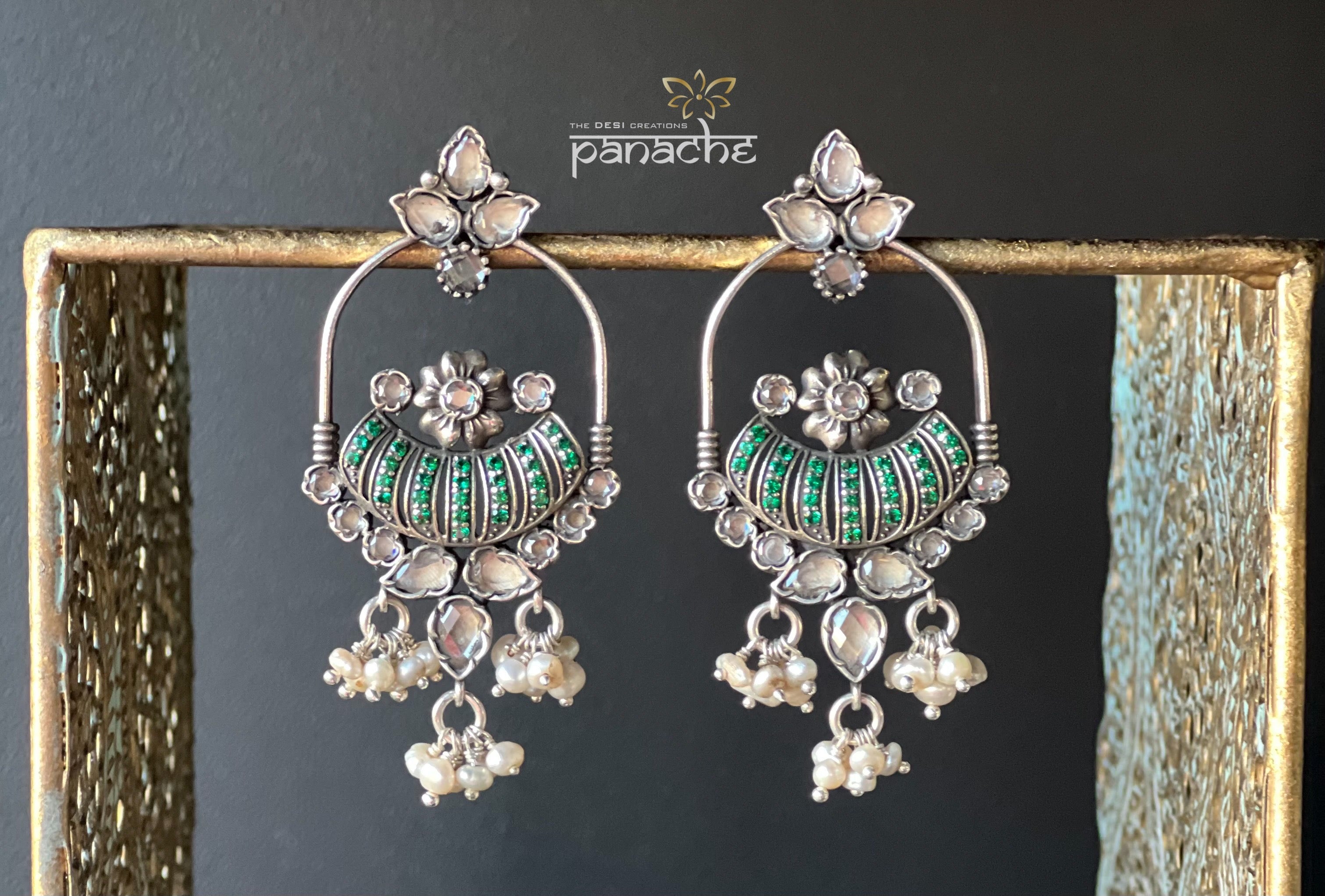 Earring 925 Silver- Chandelier Kundan Zicornia