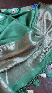 Pure Silk Mashru Banarasi- Sage Green