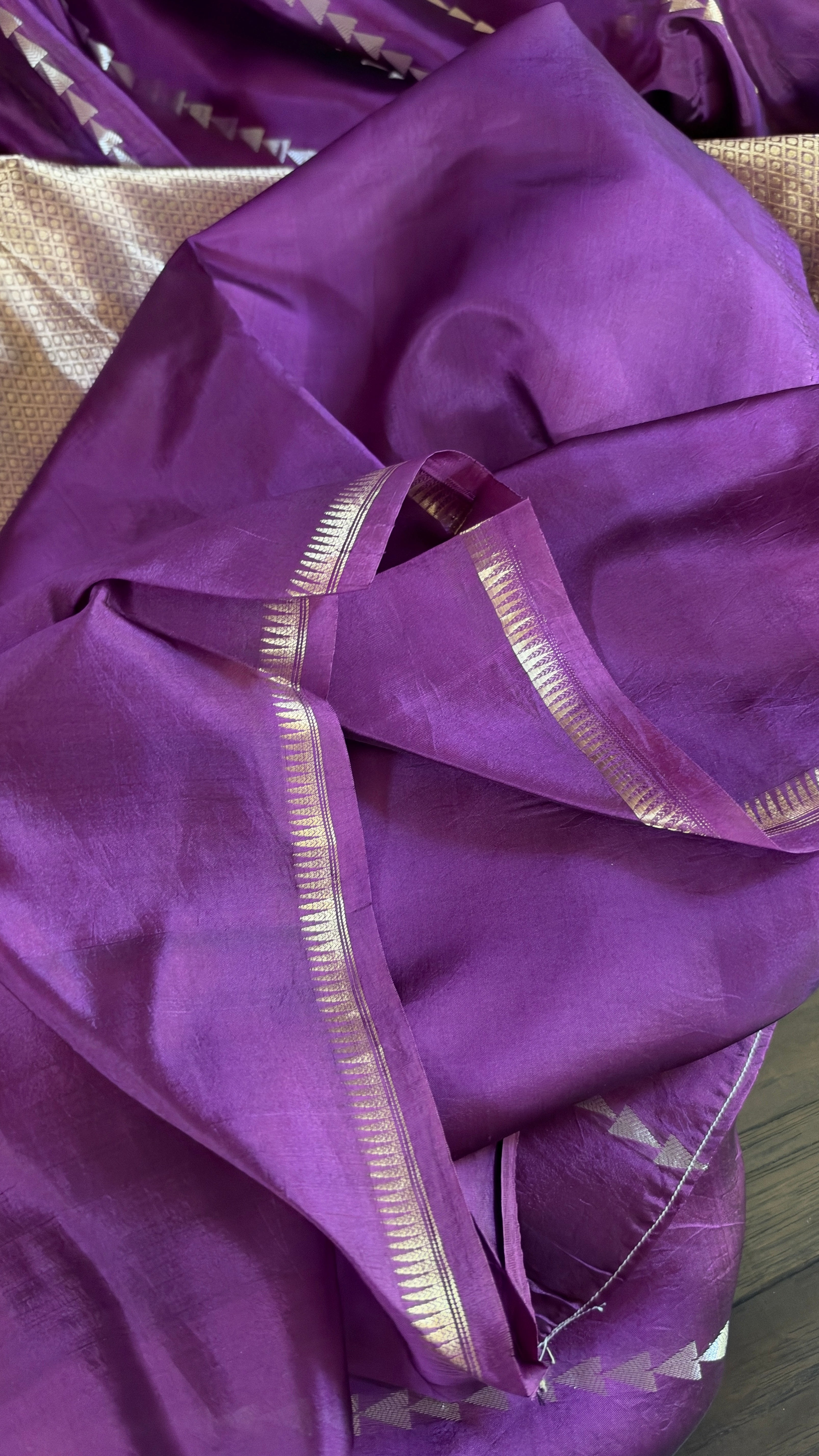 Pure Silk Banarasi - Purple Golden Zari
