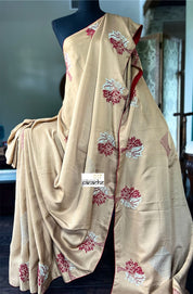 Designer Soft Silk Embroidered - Tan Brown Masaba Inspired