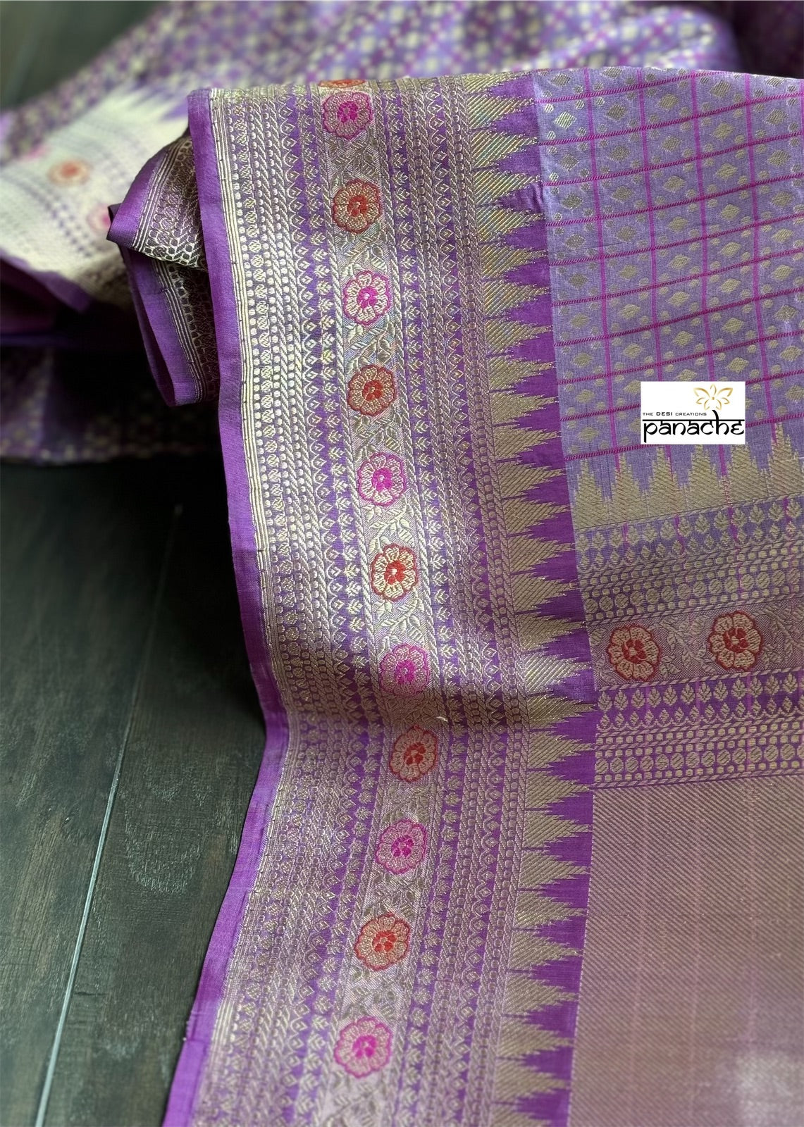 Pure Silk Brocade Banarasi - Purple Antique Zari Kadwa