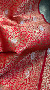Soft Silk Brocade Banarasi - Red Sona Rupa Zari