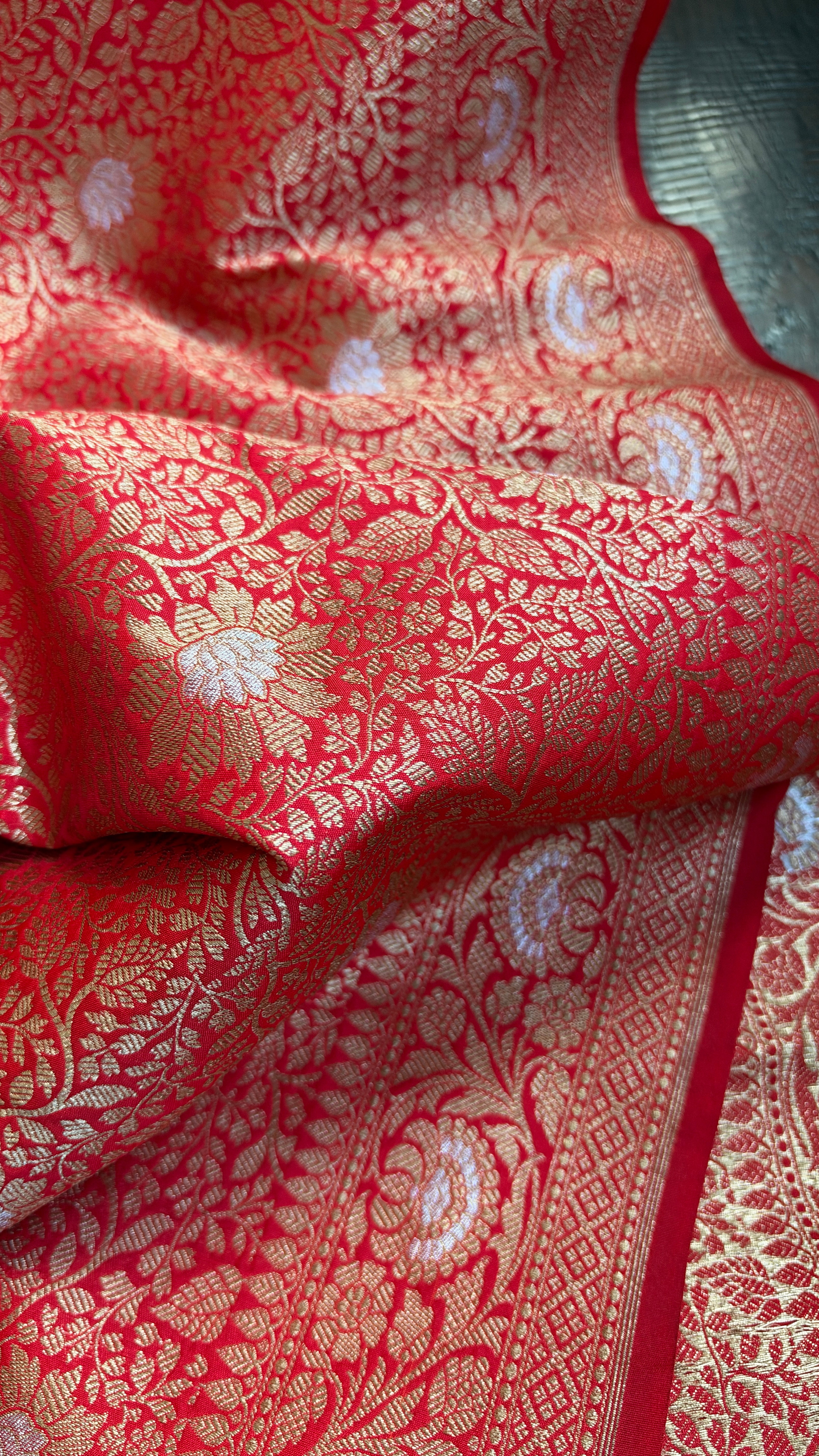 Soft Silk Brocade Banarasi - Red Sona Rupa Zari