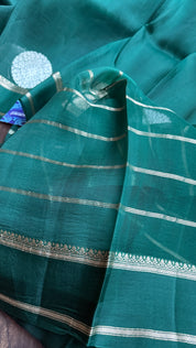 Kora Silk Banarasi - Teal Green