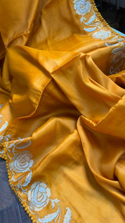 Soft Silk Embroidered - Mustard Yellow
