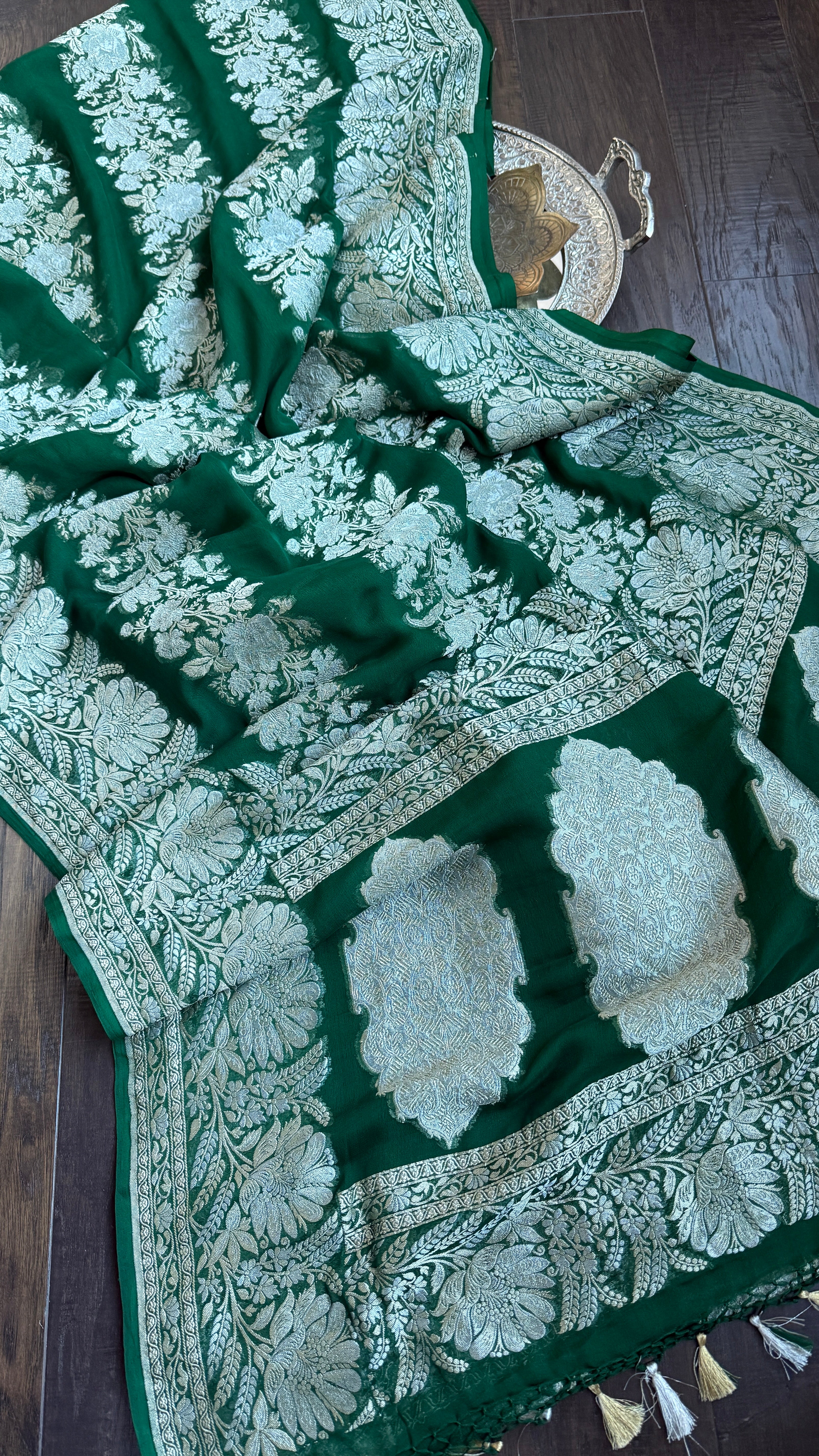 Khaddi Georgette Banarasi - Green Sona Rupa Zari