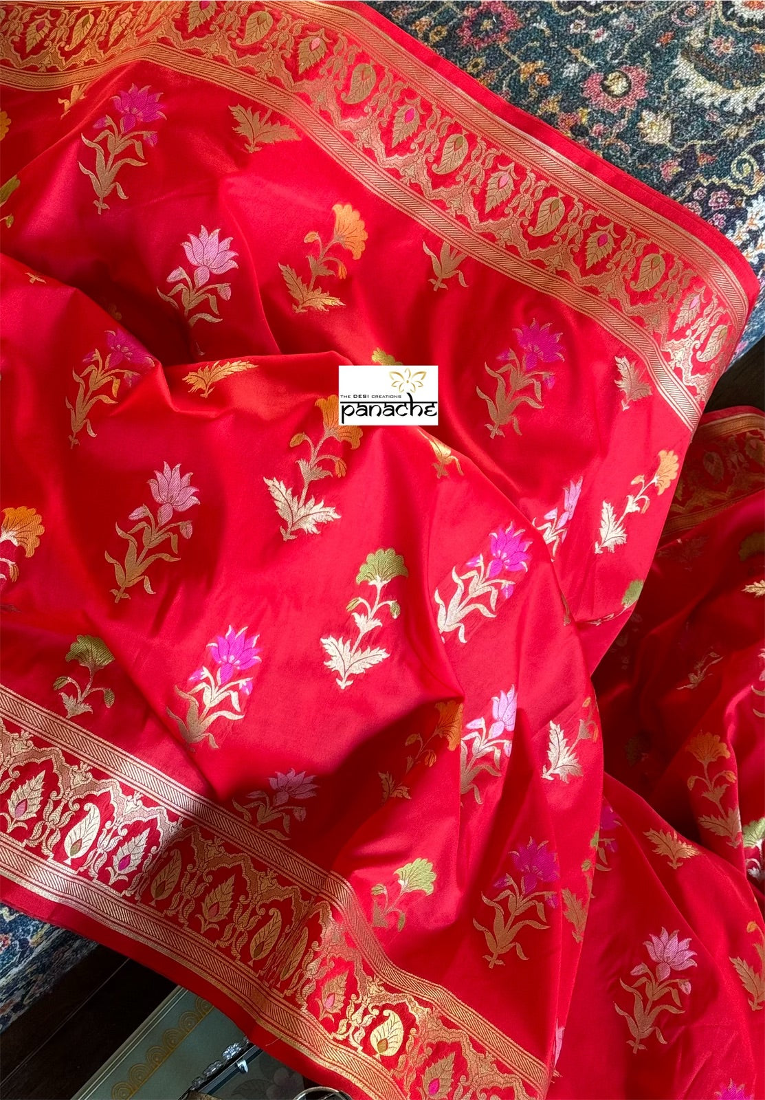 Soft Silk Banarasi - Red Meenakari