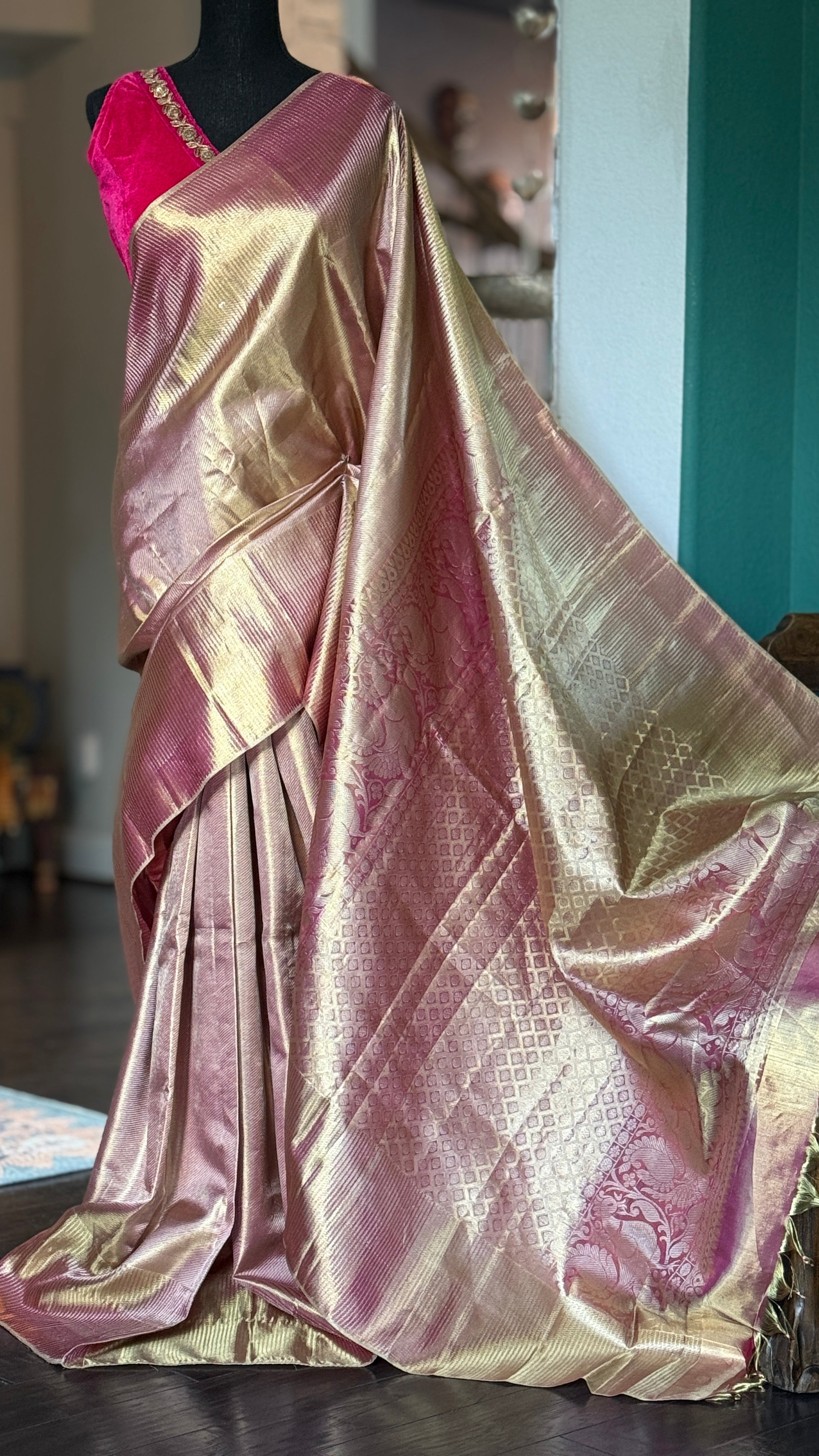 Pure Tissue Silk Kanjivaram - Golden Purple