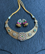 Silver Chitai 925 Hasli - Jadau Gold Tone