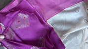 Chiniya Silk Banarasi - Off White Purple Woven