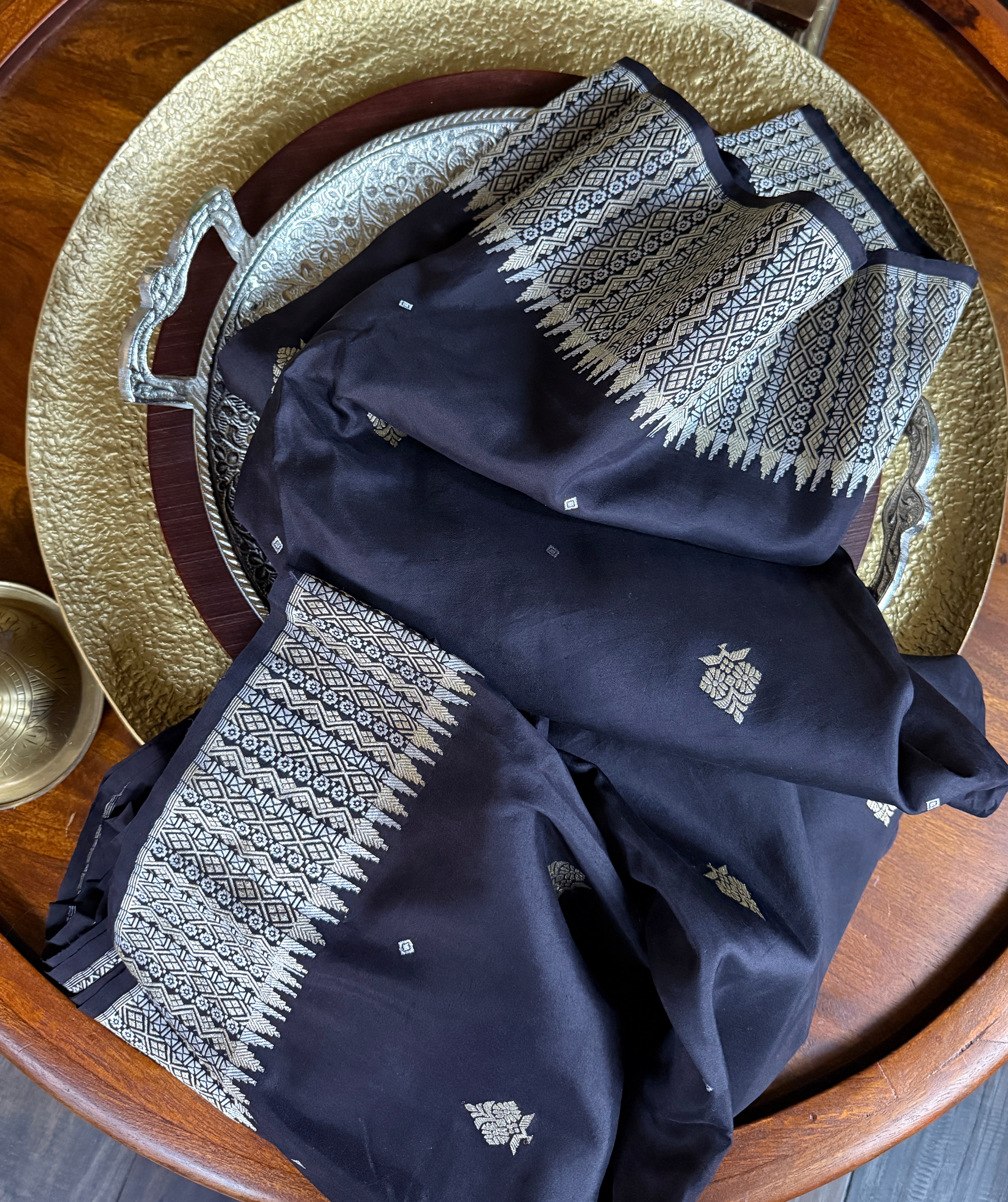 Exclusive Pure Katan Silk Kadhua Banarasi - Black