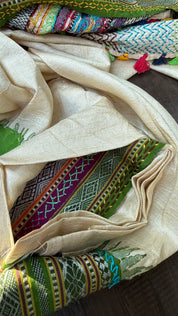 Pure Vidarbha Tussar Lambani - Beige Hand Embroidered