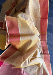 Chanderi Silk Cotton Tissue - Ochre Yellow Woven