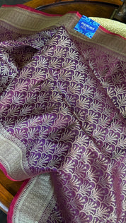 Pure Silk Brocade Banarasi- Plum Golden Zari
