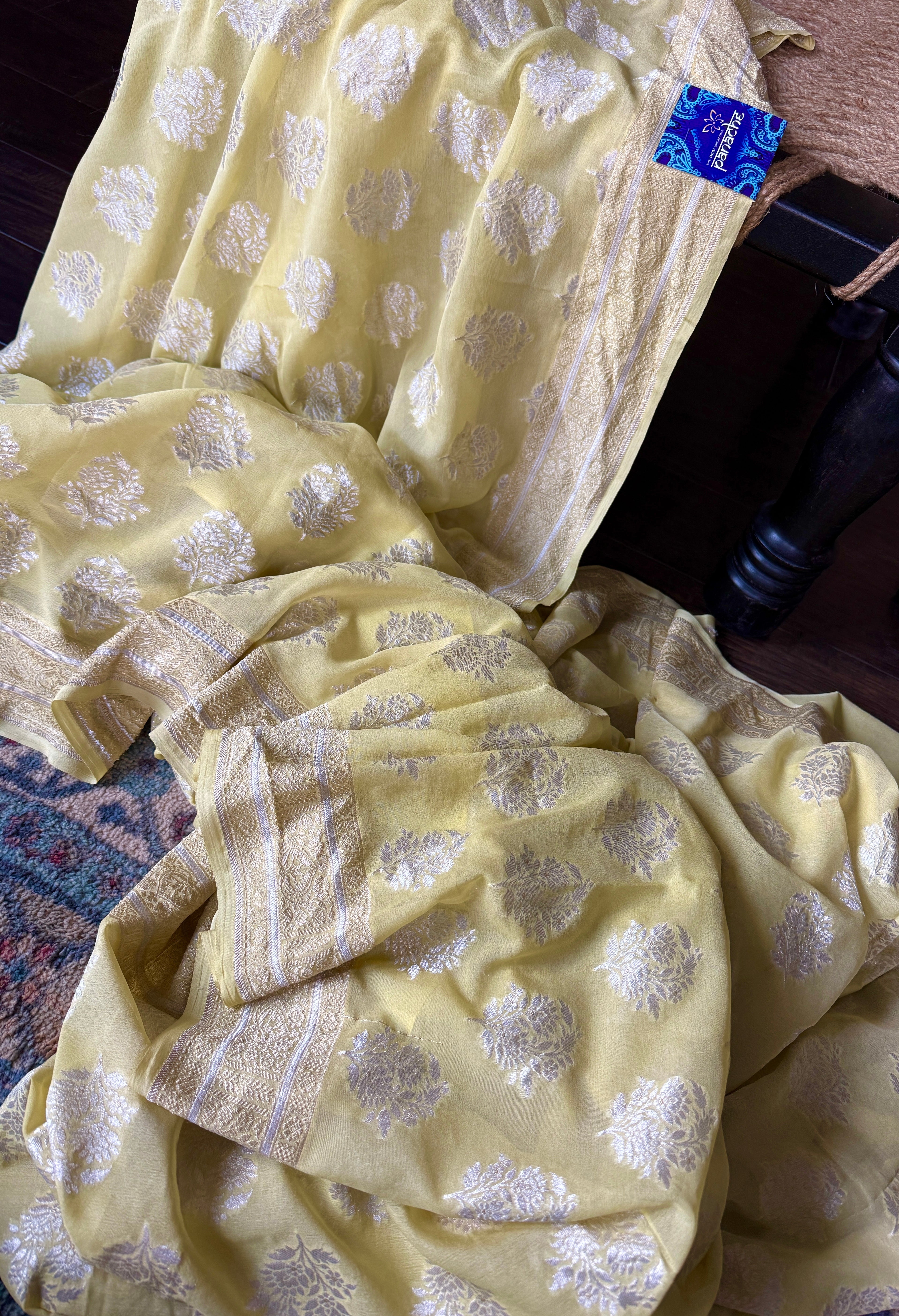 Khaddi Georgette Banarasi - Light Lemon Yellow