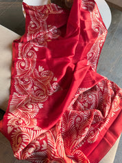Bishnupur Silk Batik Soru Tuli -  Red White