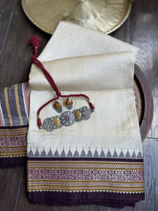 Vidarbha Tussar Silk - Tussar Color Dark Butgundy woven