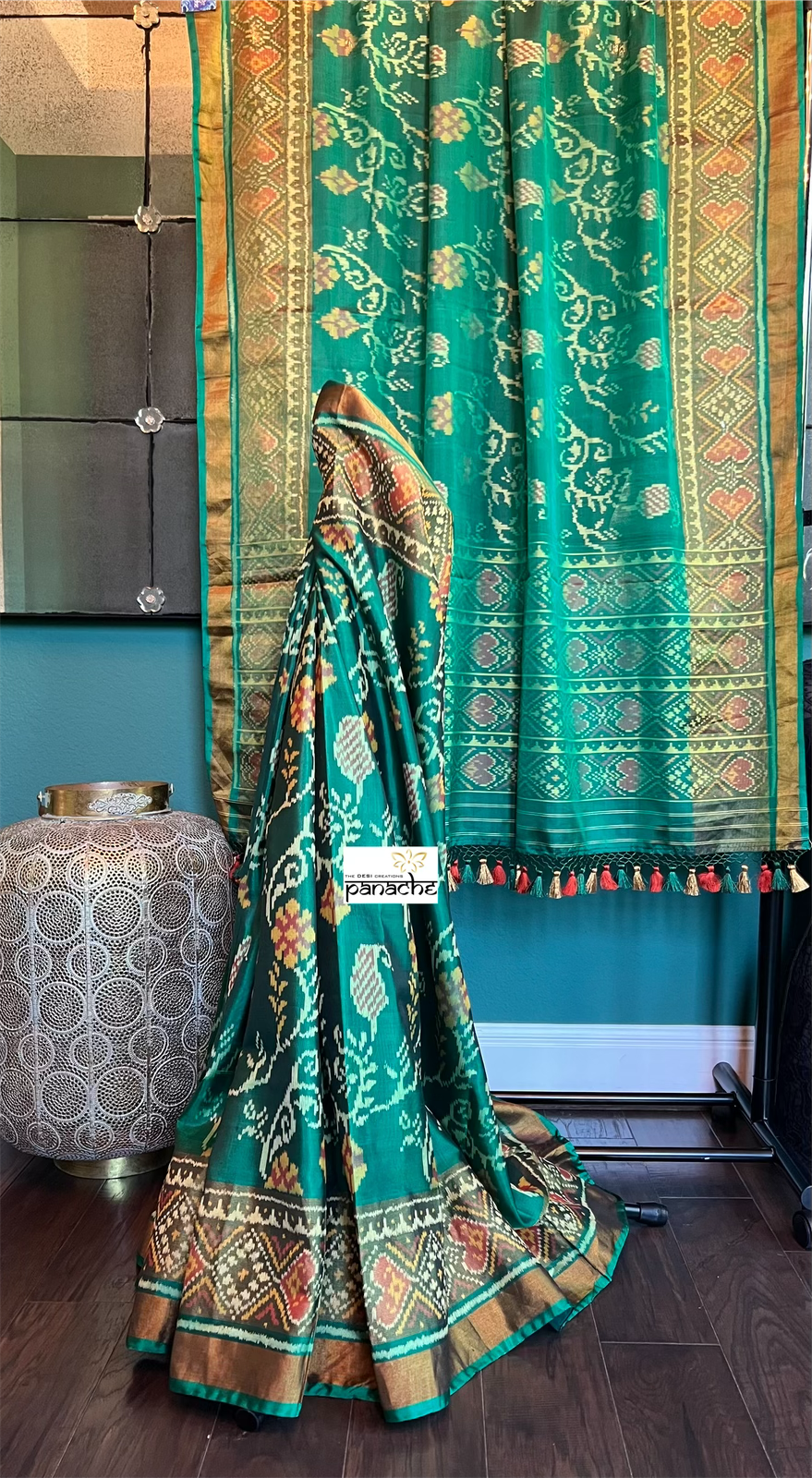 Patan Silk Patola - Green Antique Zari
