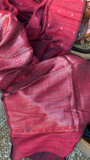 Pure Matka Silk - Maroon Zari Woven