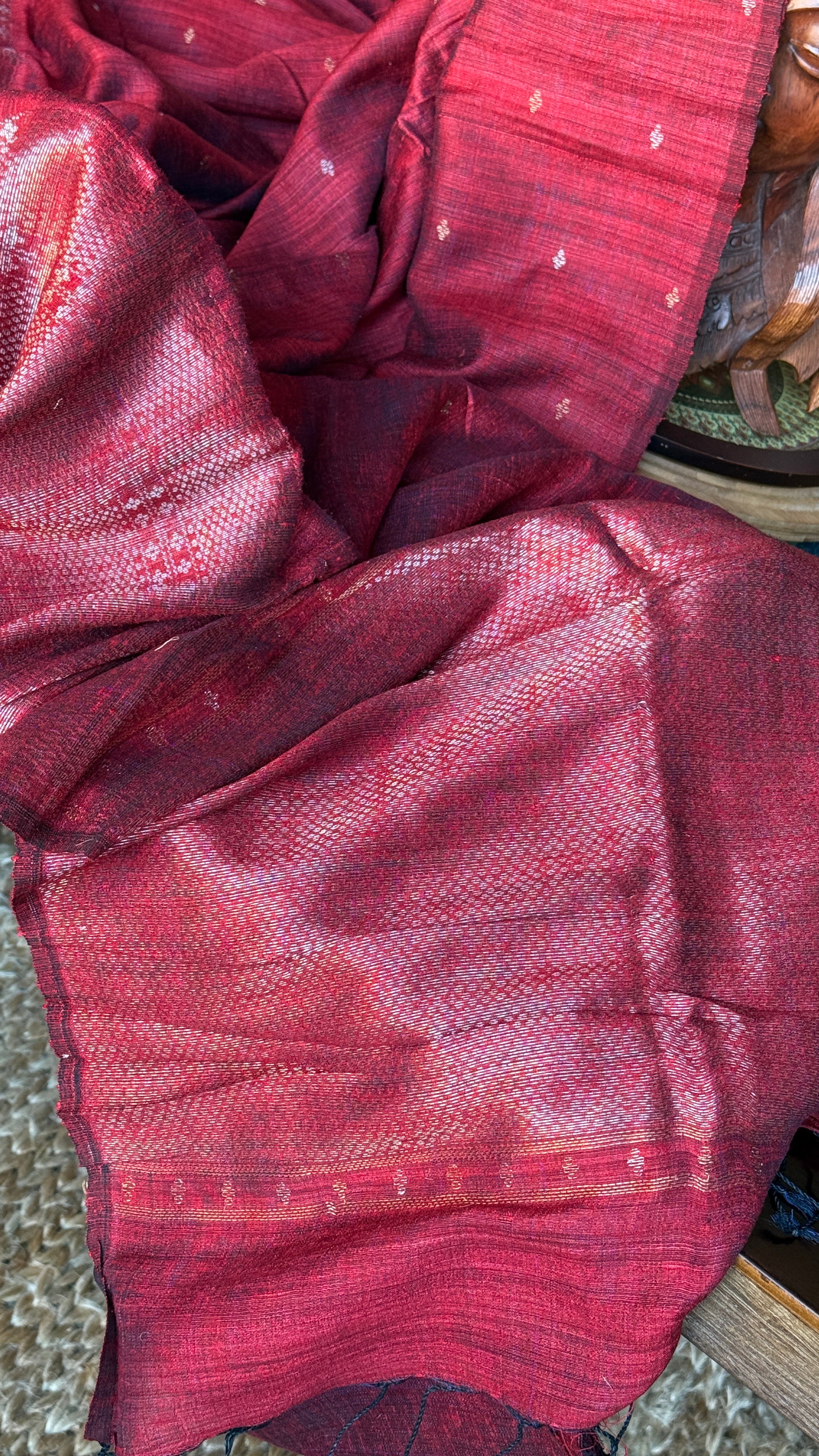 Pure Matka Silk - Maroon Zari Woven