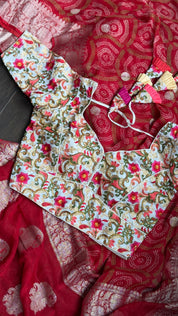 Designer Blouse - White Multicolor Embroidered