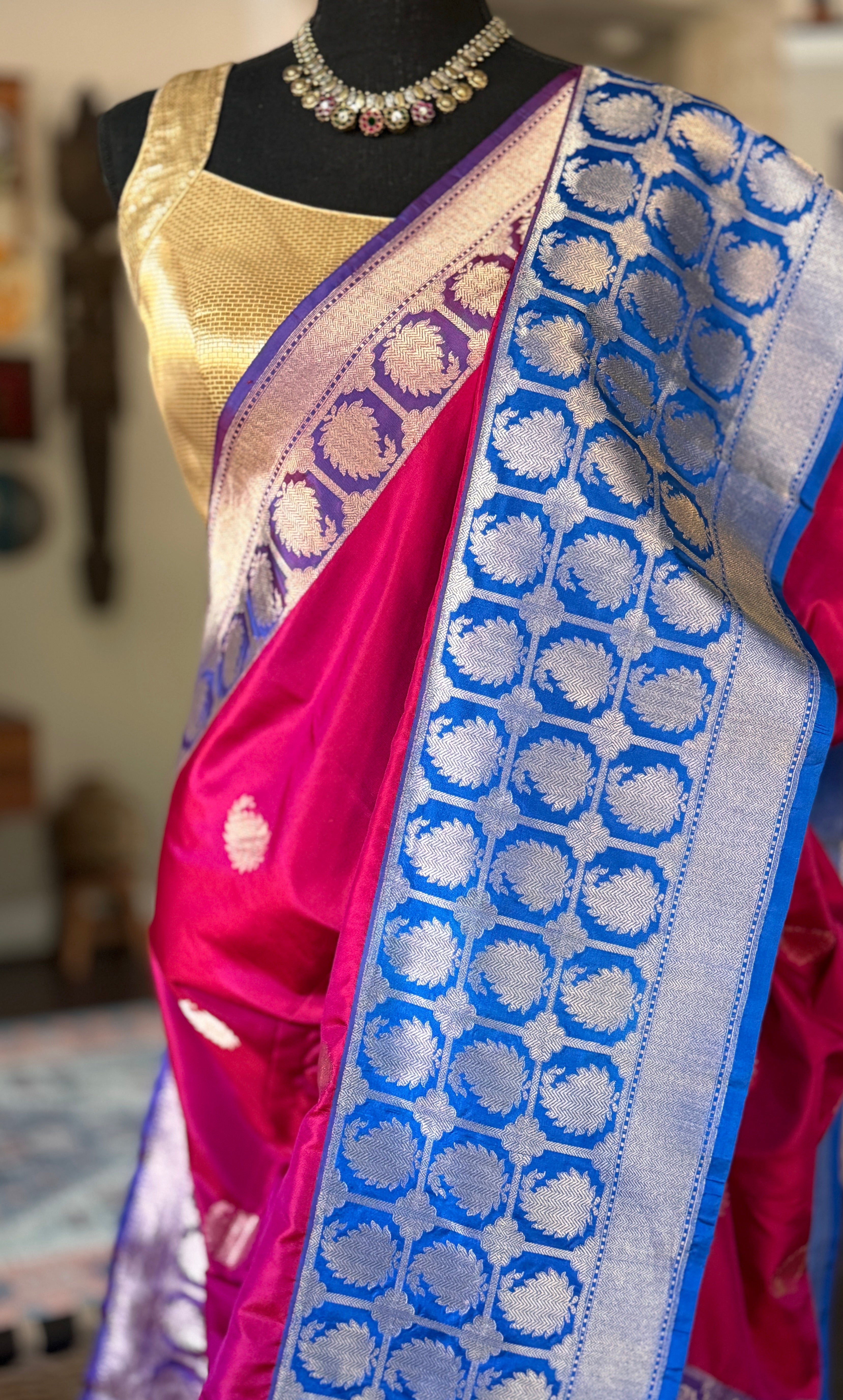 Pure Katan Silk Banarasi - Magenta Pink