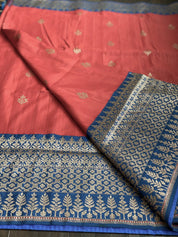 Pure Tassur Silk Banarasi - Red Blue