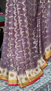 Khaddi Georgette Banarasi - Light Mauve Purple