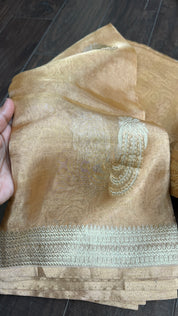 Pure Tissue Silk Banarasi - Golden Khadhua Woven