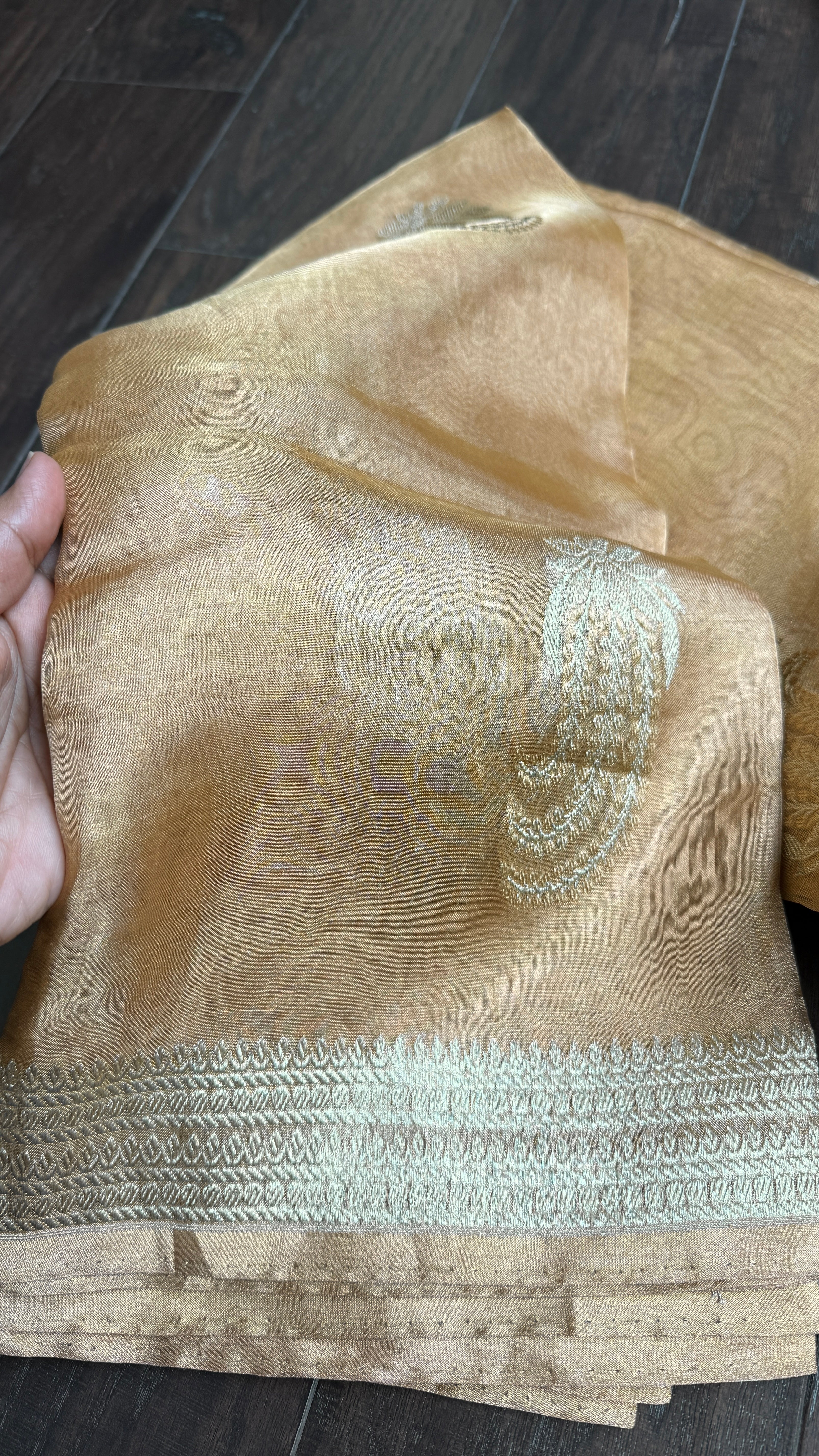 Pure Tissue Silk Banarasi - Golden Khadhua Woven