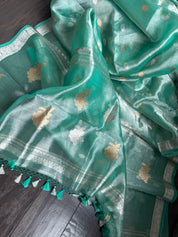 Tissue Organza Silk Banarasi - Sea-foam Green