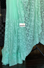 Designer Geogette Chikankari - Mint Green