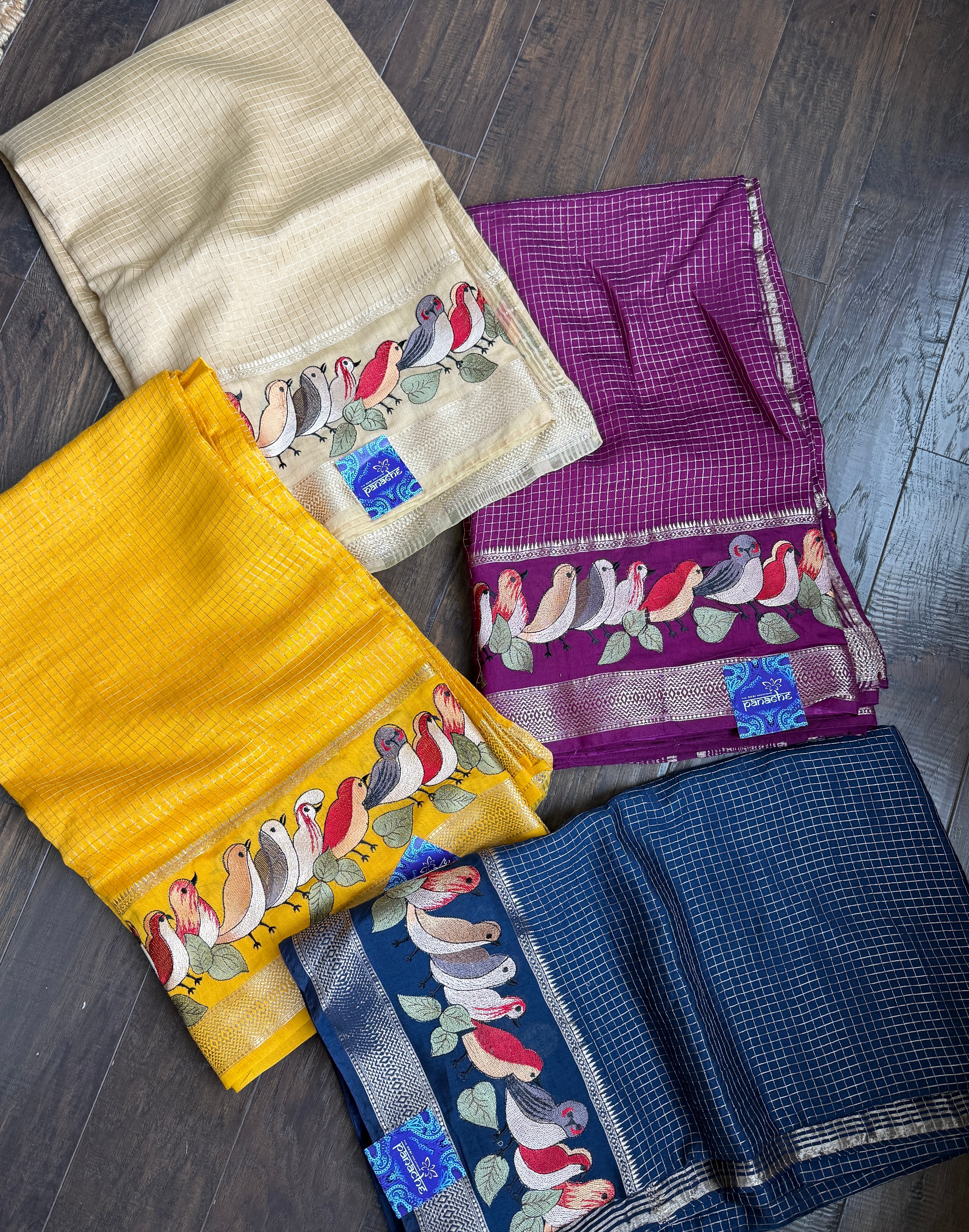 Designer Crepe Silk Banaras Chanderi - Blue Bird Embroidered