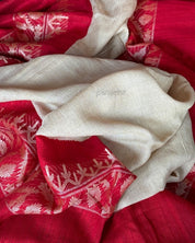 Pure Matka Silk Jamdaani - Tan Beige Red Woven