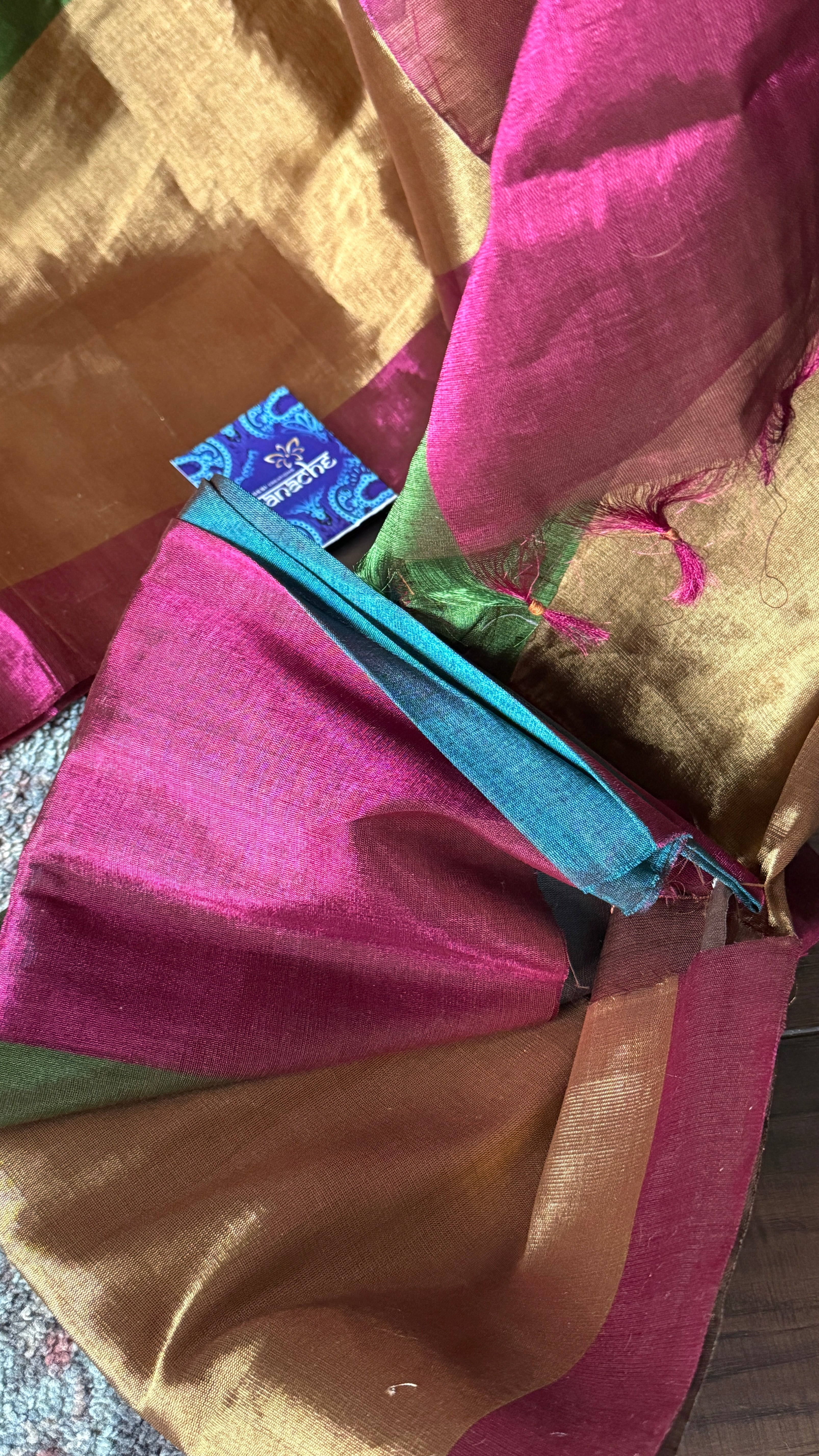 Chanderi Tissue Silk - Multi Color woven Rangkat