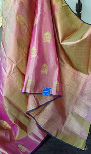 Pure Silk Kanjivaram - Orange Pink Dual shaded