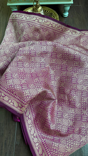 Soft Silk Brocade Banaras Saree - Magenta Purple