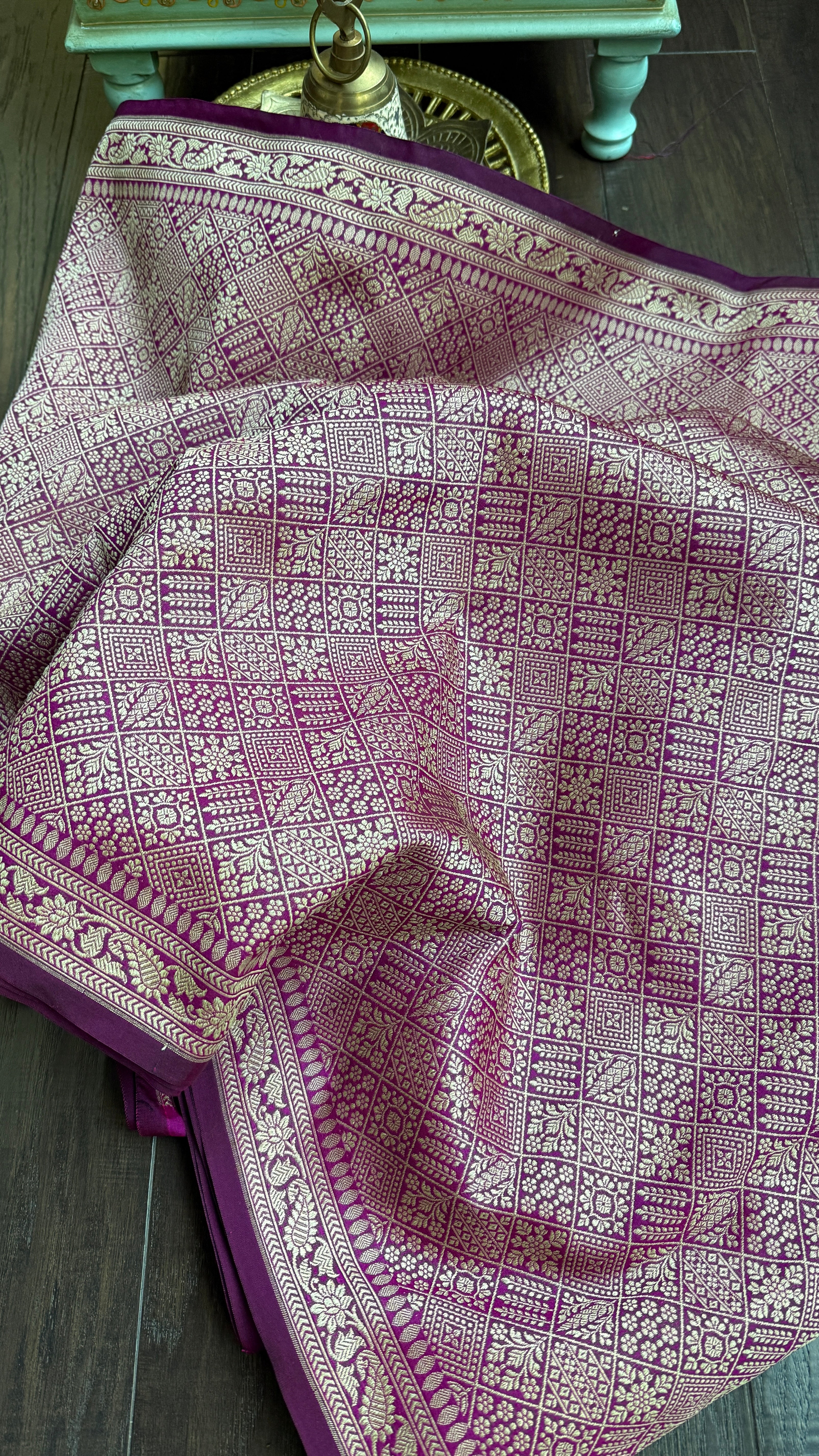 Soft Silk Brocade Banaras Saree - Magenta Purple