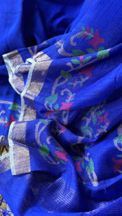 Pure Matka Silk Jamdaani - Royal Blue