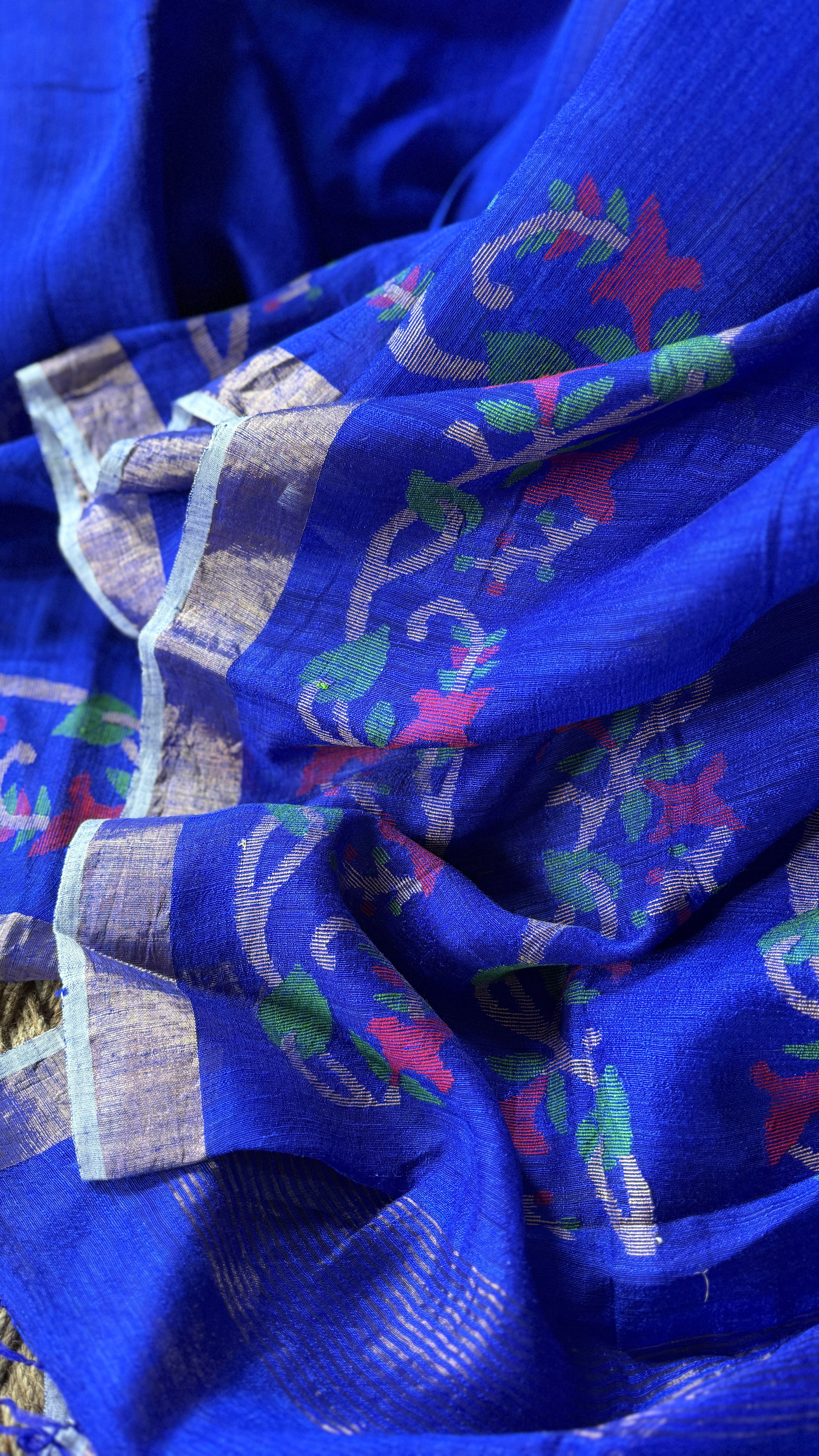 Pure Matka Silk Jamdaani - Royal Blue