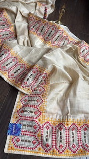 Soft Silk Kathiyawadi Embroidered - Beige