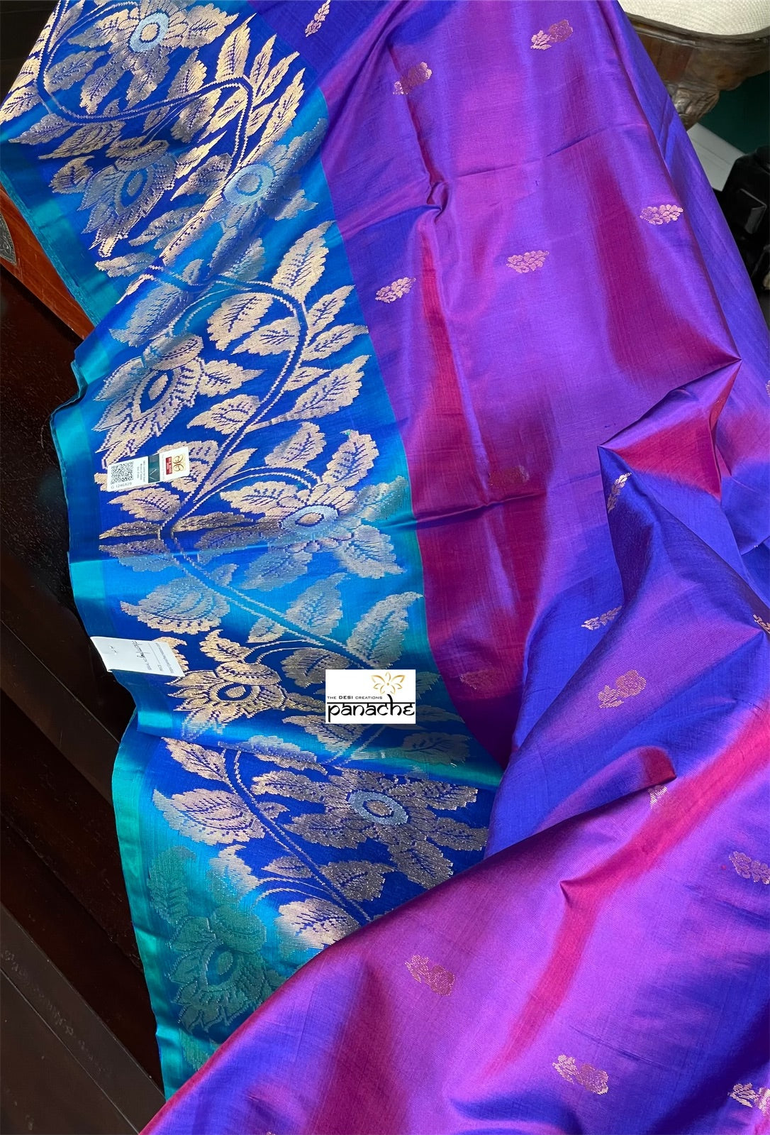 Pure Silk Kanjivaram - Purple Firozi Blue