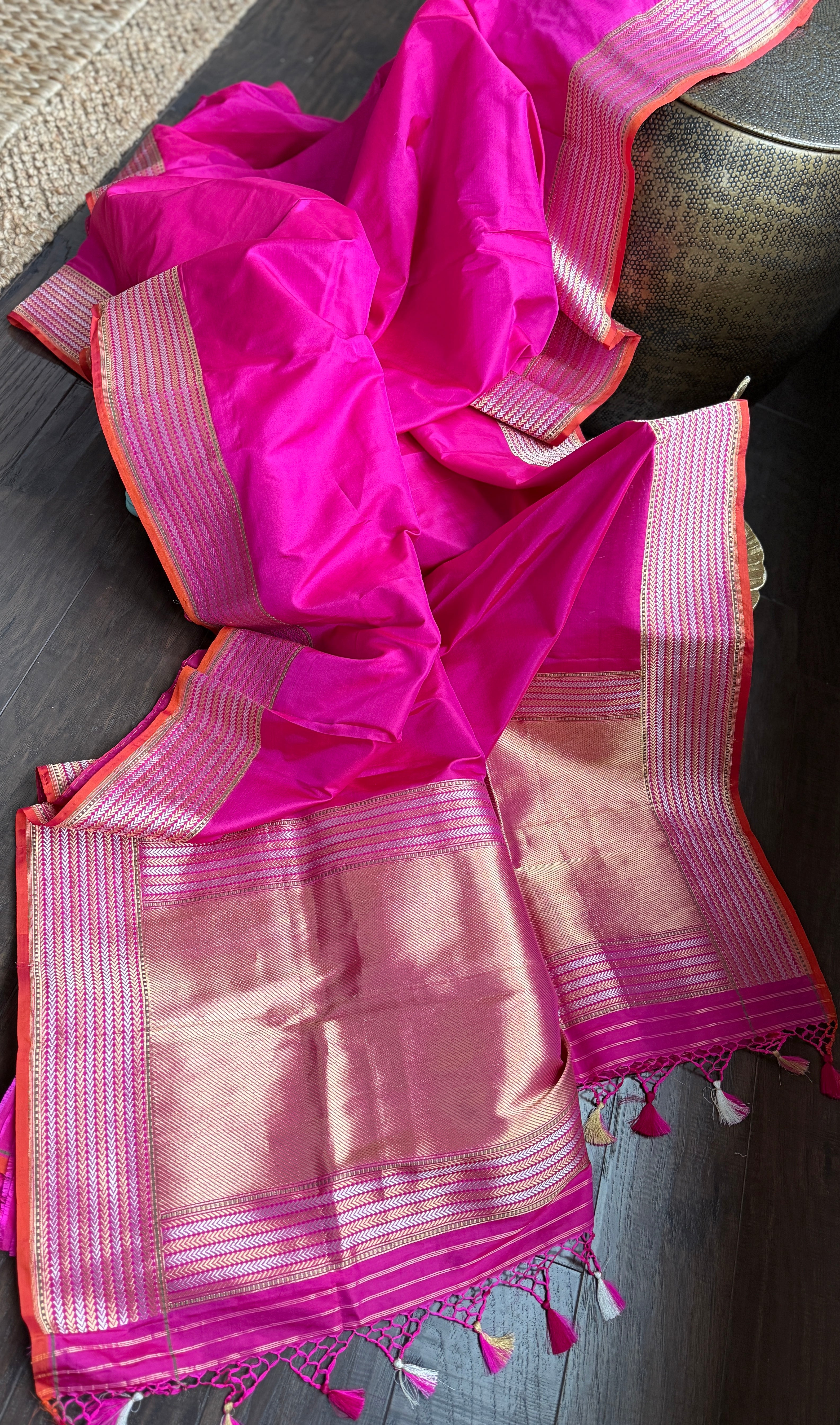 Pure Silk Katan Banarasi- Rani Pink