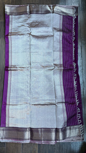 Pure Chanderi Pattu Silk Eknaliya - Wine Silver