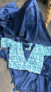 Designer Blouse - Indigo Blue Batik