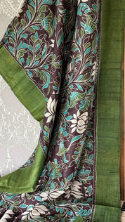 Bishnupur Silk Batik Soru Tuli -  Green Brown