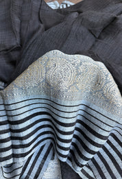 Pure Matka Silk Handwoven - Black Grey