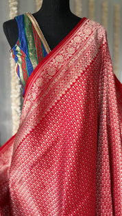 Soft Silk Banaras Saree - Red Zari Woven