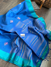 Pure Khadi Cotton Handloom - Royal Blue Firozi Woven