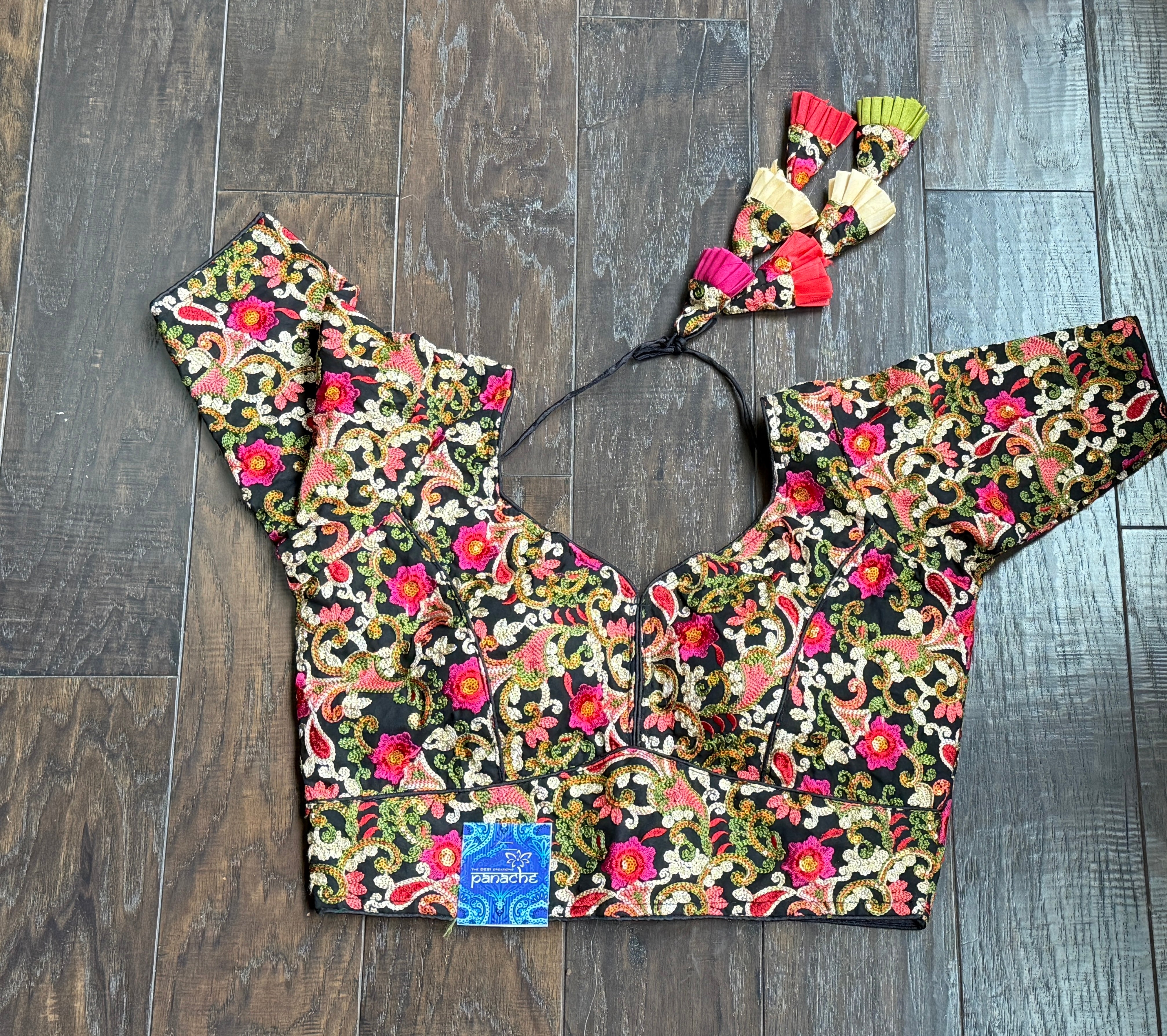 Designer Blouse - Black Multicolor Embroidered